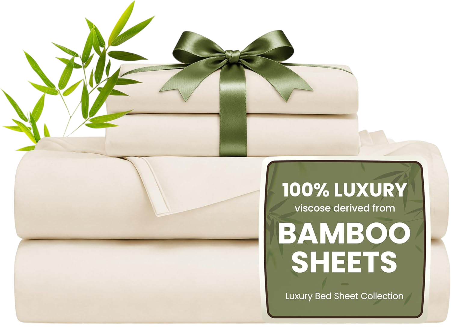 4 Piece Queen Sheet Set, Beige by Bamboo queen